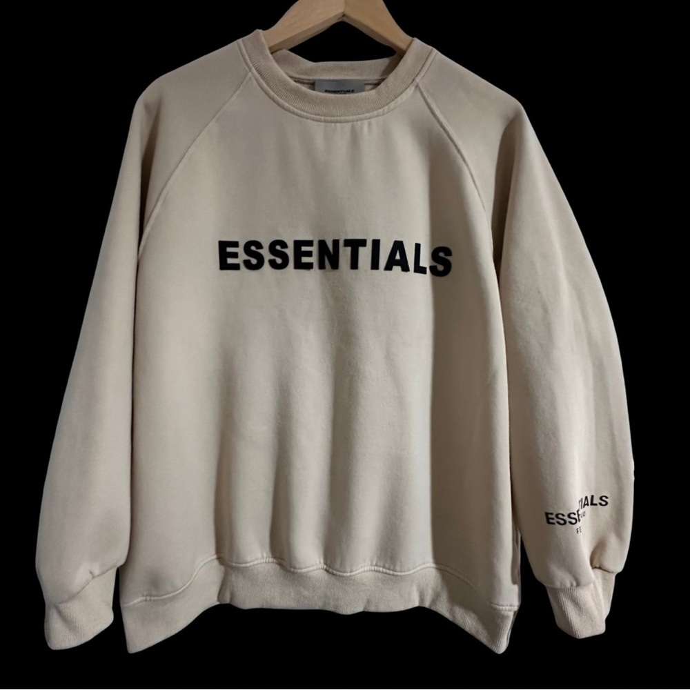 Fear of God Essentials Cream Crewneck Sweatshirt SZ XL Athleisure Urbanwear GUC